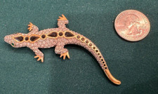 Swarovski  Rhinestone gecko Salamander Lizard Brooch w swan mark, black