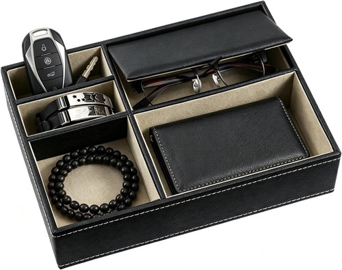Leather valet tray - leather,