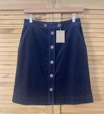 BODEN Corduroy Skirt Midi Navy Cecelia Pockets Size UK 8