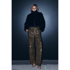 Zara Womens Leopard Sequin