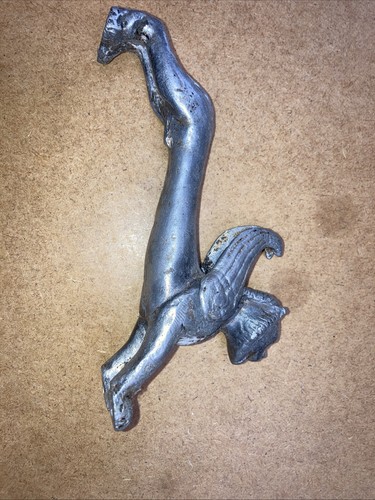 Vintage white metal car mascot - metal,