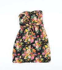 G-Heaven Womens Black Floral Cotton Blend Mini Size S