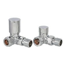 CORNER CHROME TOWEL RAIL VALVES RADIATOR VALVES 1/2 inch x 15mm