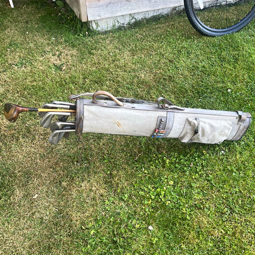 Vintage golf clubs and bag