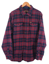 Orvis Flannel Shirt Men's Size XL Red Navy Plaid Cotton Shacket Overshirt Casual