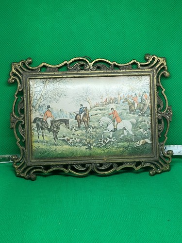 Vintage print silk hunting - print, on