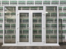 USED uPVC FRENCH DOORS WHITE EXTERNAL GLAZED TOPLIGHT SIDELIGHT DOOR SET TALL