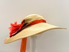 Vintage 1940s Wide Brim Straw