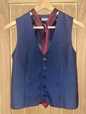 Boys NEXT Navy Blue Waistcoat & Burgundy Tie Set Age 12 Years