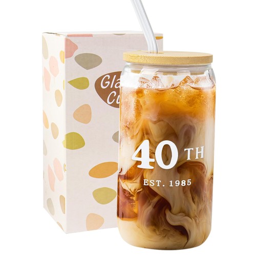 40th birthday gift glass - 40th,