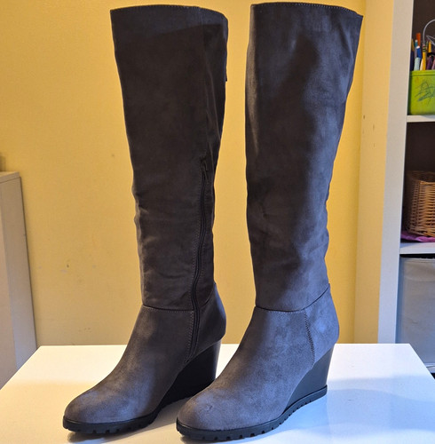 Graceland grey faux suede knee - suede,