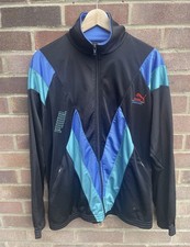 Puma Retro Vintage Large Blue Full Zip Sport Tracksuit Jacket Top 80s 90s