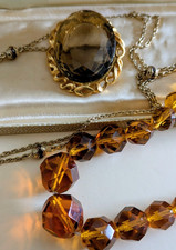 Vintage amber glass jewellery bundle inc Sarah Coventry
