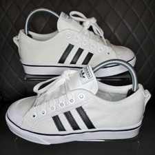 Adidas Men's Nizza Lo Canvas White/Black Trainers Size UK 5 - Brand New