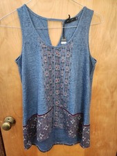 NWT Max Jeans Tipper W/Mosaic Blue Sleeveless Tank Top Blouse Shirt Size Small