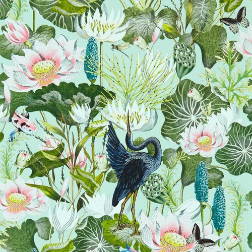 Wedgewood waterlily wallpaper - wedgewood,