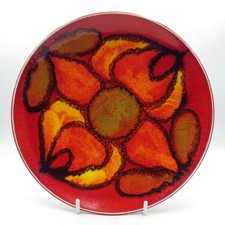 POOLE POTTERY 1970s Delphis Red & Orange Dish MID CENTURY DESIGN