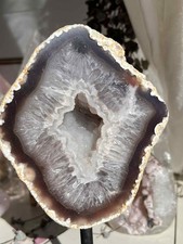 Large agate geode on stand