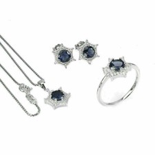 Silver Iolite Earring Necklace