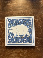 VINTAGE Blue Pig Ceramic Tile