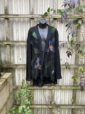 Zuza Bart Ladies Cardigan Linen & Cotton Lacework Size UK 14,16, Black Multi