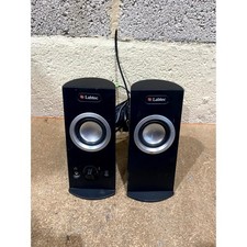 Pair of Labtec S-0189B Spin 95 Multimedia Speakers Black Wired Volume Control