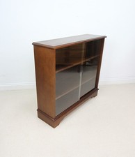 Vintage Small Bookcase with Glass Sliding Doors