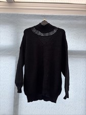ROMWE PUNK Turtleneck Open Knit Drop Shoulder Jumper black size 10