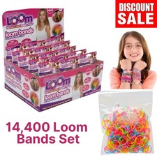 14,400pcs Rubber Loom Bands Kit Children Mult-color Neon Make Woven Bracelet DIY