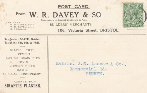 Kgv postal card from - gb,
