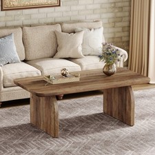 Rustic Wooden Rectangular Coffee Table Farmhouse Thick Wood Centre Rectangle