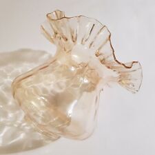 Antique glass lampshade light shade 16cm peach frilled fluted floral rim c1900