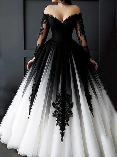Black white neck off - black+white,