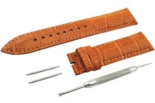 Tan Brown Genuine Leather Strap/Band fit OMEGA Watch BUCKLE 18 19 20 21 22mm