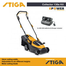 Stiga Collector 136e Kit Cordless Lawnmower 35L Grass Box 2 x 2ah Batteries