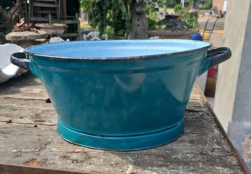 Vintage green enamel bath - vintage,