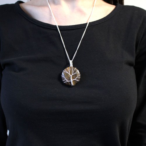 Tree life gemstone necklace - tree,