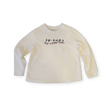 FRIENDS Sherpa Faux Fur Winter White Christmas Themed Sweater Size XL