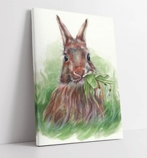 CUTE BUNNY EATING SNOWDROP FLOWERS HOME DECOR CANVAS WALL ARTWORK PICTURE PRINT