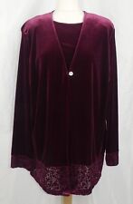 VINTAGE DEBENHAMS BURGUNDY VELVET TOP & JACKET TWINSET UK 18