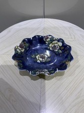 Dish Byzanta Ware Grimwades Blue Glazed Floral 17.5 X 14cm