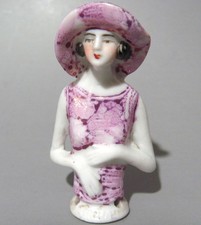 Vintage Porcelain Pin Cushion Half Doll Flapper GERMAN 17744 Lilac Lustre 55mm