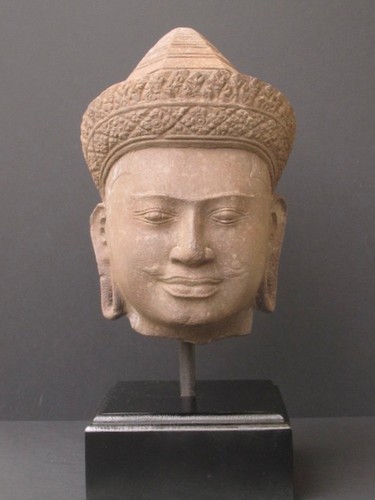 Large stone buddha head - stone,