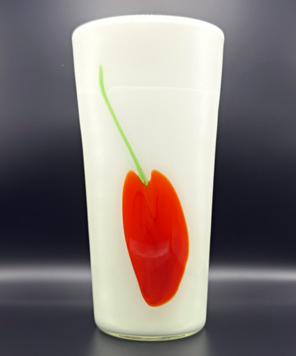 White glass vase with - white,