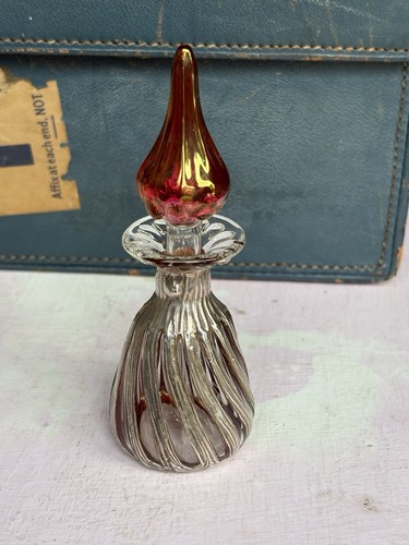 Vintage ruby red glass perfume - ruby,