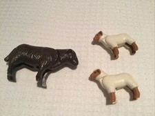 Playmobil Farm Animals: 1 Dark Brown Sheep & 2 Lambs VGC