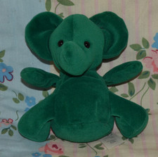 Vintage Mothercare Green Velour Elephant Soft Plush Toy Comforter Approx 5"