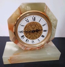 Vintage Ritz Genuine Italian Onyx  Battery Table/Mantle Clock.