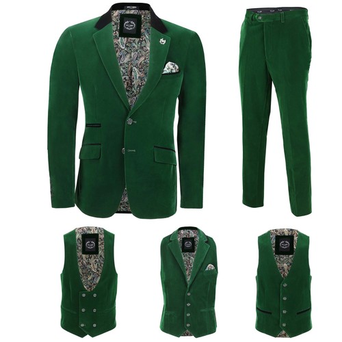 Mens green velvet - green, 3