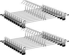 19x Metal Coat Hangers Clothes Closet Pant Trouser Skirt Non-slip Racks - NEW